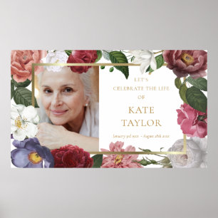 Poster Foto Floral Funeral Memorial Service SIgn