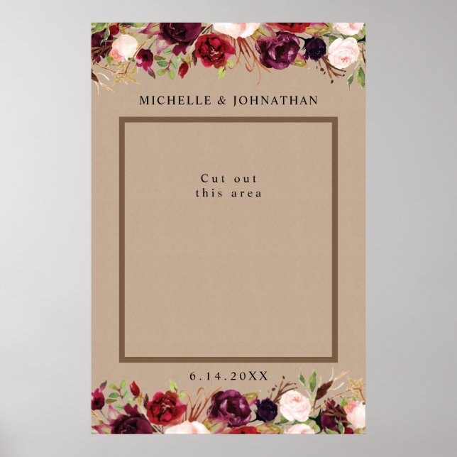 Poster Foto Floral Rustic Kraft Foto Prop Selfie (Frente)