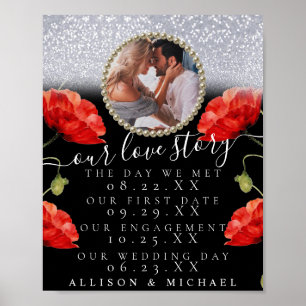 Poster Foto Floral Sparkly - Sinal de Casamento de Nossas