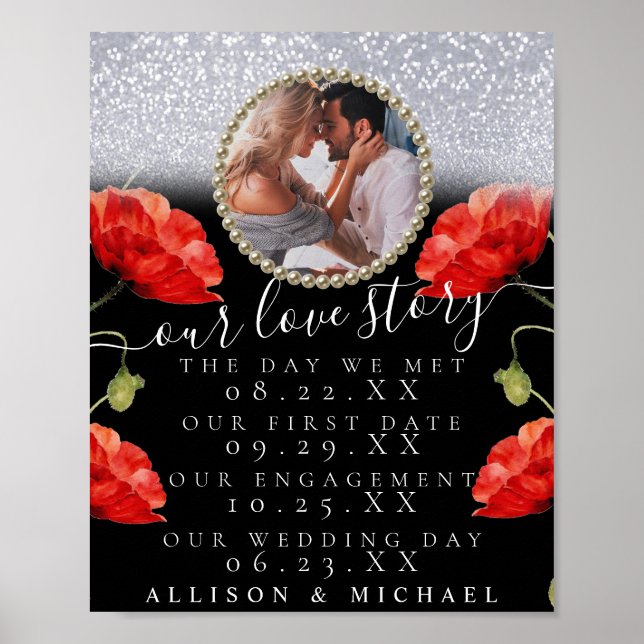 Poster Foto Floral Sparkly - Sinal de Casamento de Nossas (Frente)