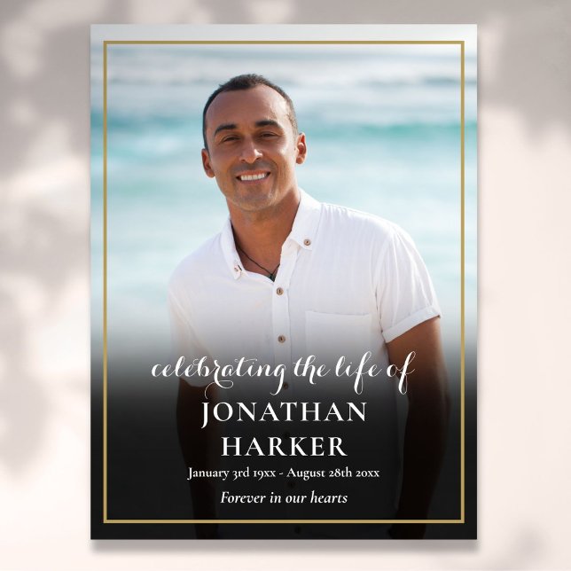 Poster Foto Funeral Moderna Celebração do Sinal de Vida (Modern Funeral Photo Celebration of Life Sign)