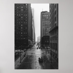 POSTER FOTO GRAYSCALE DA RUA CIDADE