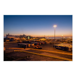 Póster Foto marítima industrial do pôr do sol no Porto de