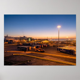 Poster Foto marítima industrial do pôr do sol no Porto de