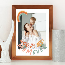Poster foto moderna vintage arco-íris melhor mãe do mundo