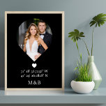 Poster Foto Monograma Coração Romântico Coordena Moderno<br><div class="desc">Foto Monograma O Coração Romântico Coordena a Arte de Parede Poster moderna apresenta sua foto favorita com seu monograma e coordenadas personalizadas de longitude e latitude, que são especiais a você na tipografia moderna do roteiro. Presente perfeito para casamentos, aniversário, Natal, Dia de os namorados, aniversário e muito mais. Elaborado...</div>