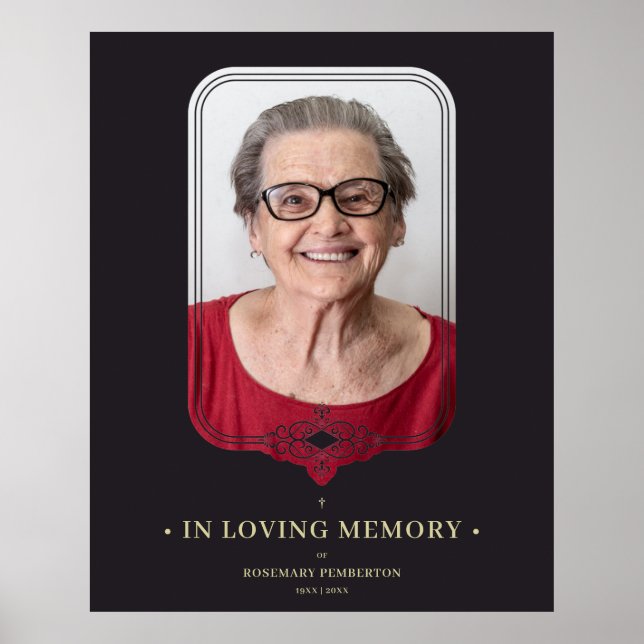 Poster Foto Ornamental com Filigrana Preta de Luto (Frente)