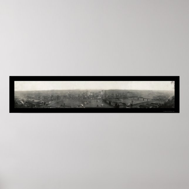 Póster Foto Panorâmica Pittsburgh 1908 (Frente)