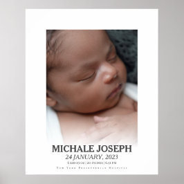 Poster Foto para Bebê com Estatísticas | No Dia Em Que Fo