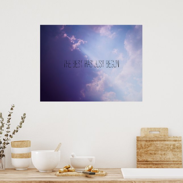 Póster Foto Pastel de Céu e Nuvens com Texto Personalizad (Cozinha)