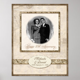 Póster Foto personalizada aniversário de L744 11x14 50th