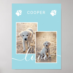 Poster Foto personalizada azul clara com nome e texto de