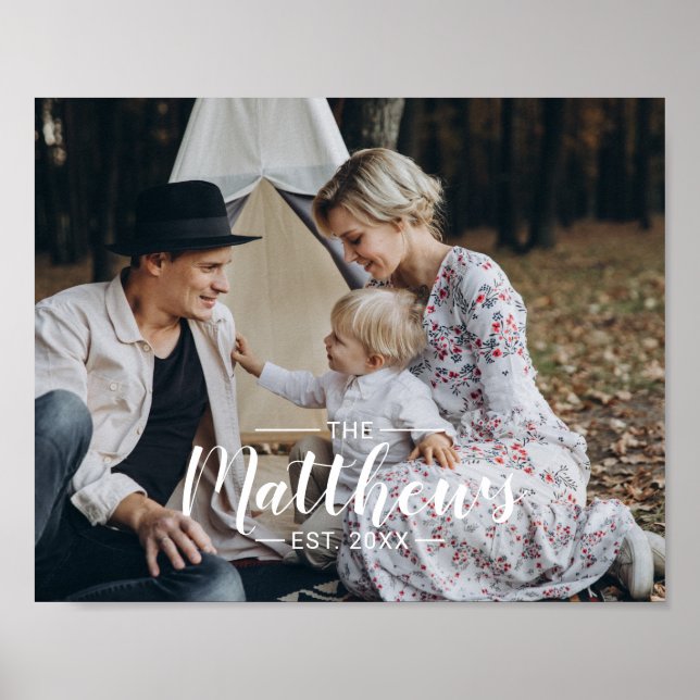 Poster Foto personalizada com nome da família e ano de fu (Frente)