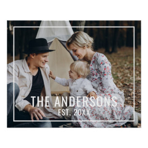 Póster Foto personalizada com nome da família e ano de fu