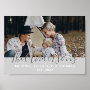 Poster Foto personalizada com nome de família e ano esta