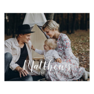 Póster Foto personalizada com nome de família e ano estab