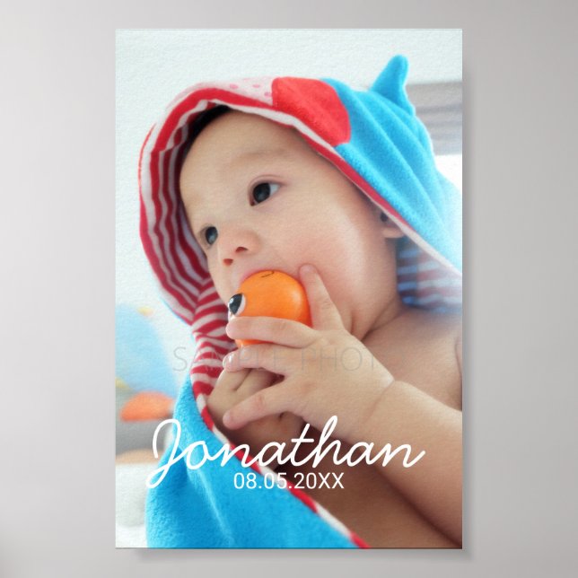 Póster Foto Personalizada com Nome e Data (Frente)