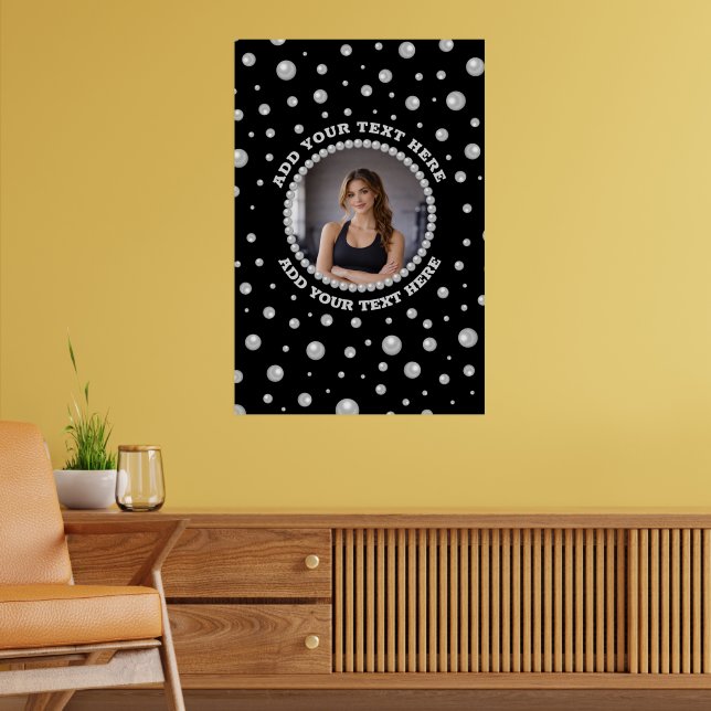 Poster Foto Personalizada com Pérolas em Círculo sobre Pr (Sala de Estar 2)