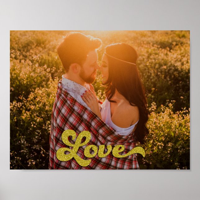 Poster Foto Personalizada com Sobreposição de Amor Dourad (Frente)