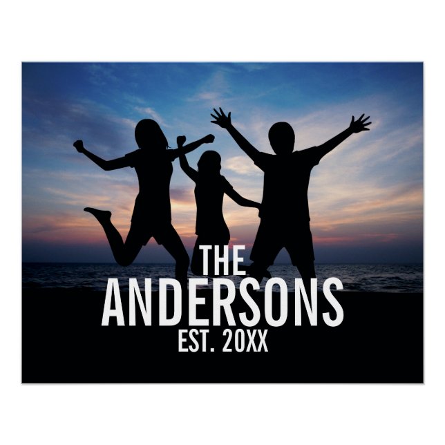 Póster Foto personalizada da família com nome da família (Frente)