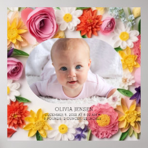 Poster Foto personalizada de água-forte Floral Rosa de No