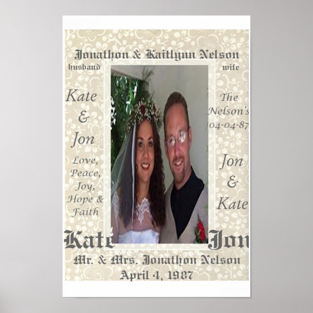 Póster Foto personalizada de casamento (Frente)