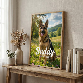 Poster Foto Personalizada de Pet com Nome e Data na Pared