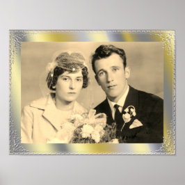 Poster Foto personalizada de quadro de borda dourada