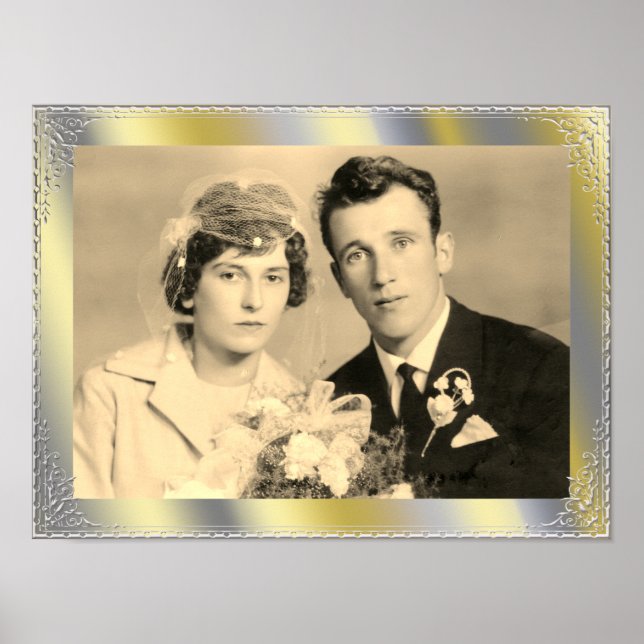 Poster Foto personalizada de quadro de borda dourada (Frente)