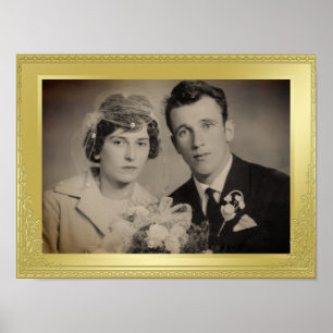 Poster Foto personalizada de quadro de borda dourada de l