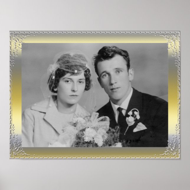 Poster Foto personalizada de trama de prata de ouro fino  (Frente)