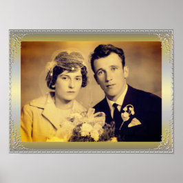 Poster Foto personalizada do quadro de borda dourada eleg