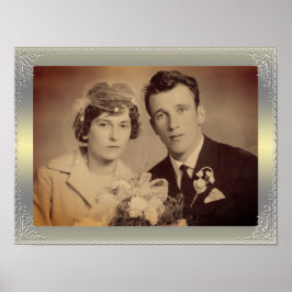 Poster Foto personalizada do quadro de borda prateada do 