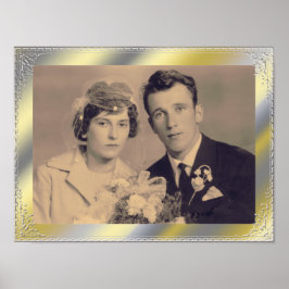 Poster foto personalizada do quadro de borda prateada na 