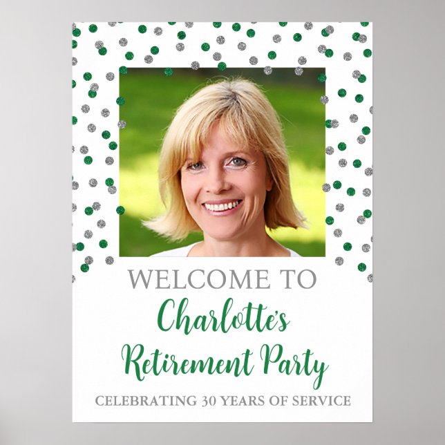 Poster Foto personalizada do Silver Green Retirement Part (Frente)