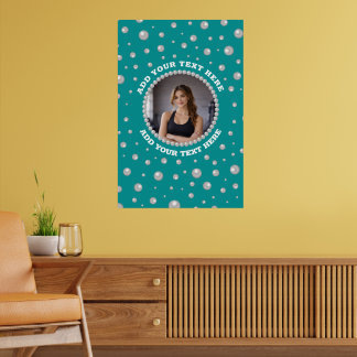 Poster Foto Personalizada em Círculo de Pérolas em Verde-