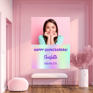 Poster Foto personalizada holográfica de Quinceanera