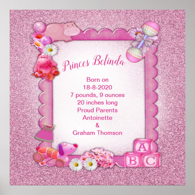 Poster Foto Pinkie-Rosa New Baby Girl (Frente)