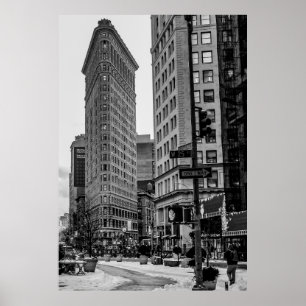 Póster Foto preta & branca da construção de Flatiron em