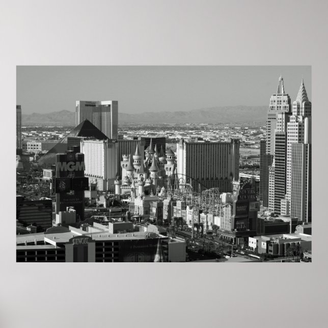 Póster Foto Preta e Branca de Las Vegas (Frente)