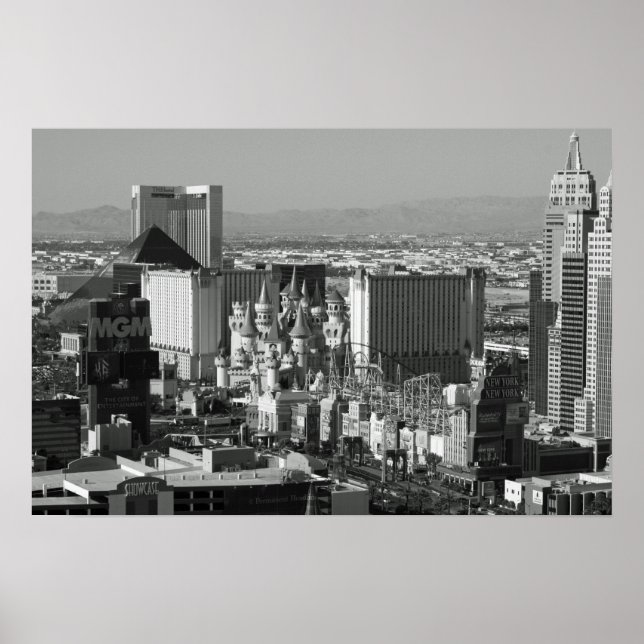 Póster Foto Preta e Branca de Las Vegas (Frente)