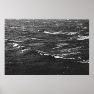 Poster Foto preta e branca de um mar tempestuoso