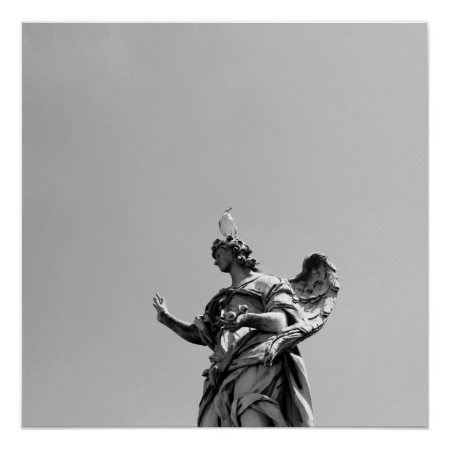 Póster Foto simples e moderna de gaivota em cima da estát (Frente)