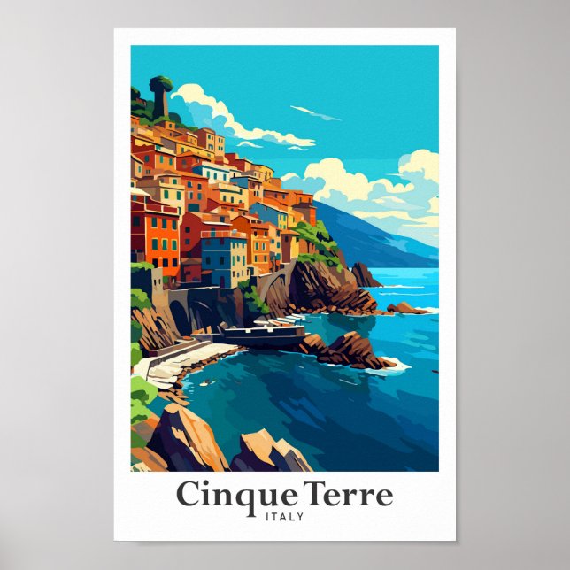 Poster Foto Viagens vintage Cinque Terre Itália (Frente)