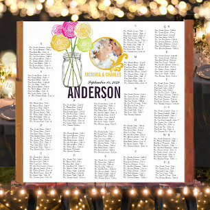 Póster Foto: Vintage Modern Mason Jar Seating Chart