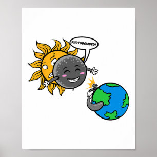Poster Fotobomb! Eclipse Solar Total Gráfico Adorável 202