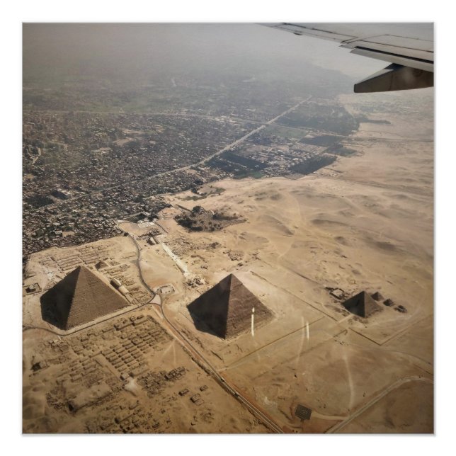 Póster Fotografia aérea das pirâmides do Egito (Frente)