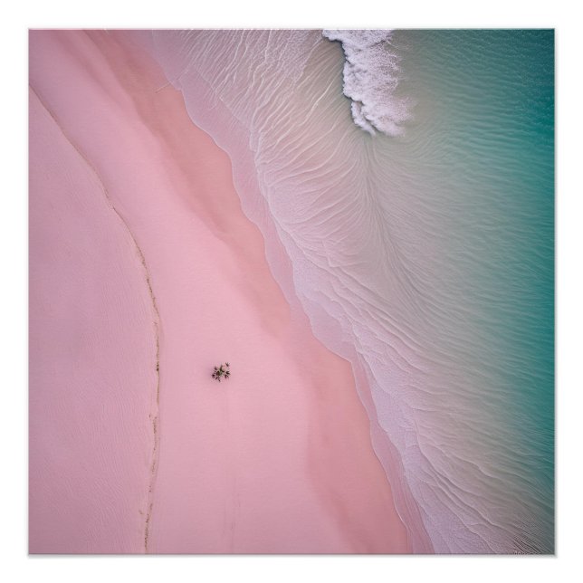 Póster Fotografia Areia de Praia Beige Neutro Rosa (Frente)