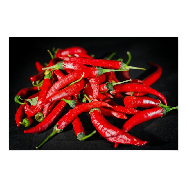 Póster Fotografia Comida do Chili Vermelho Brilhante (Frente)