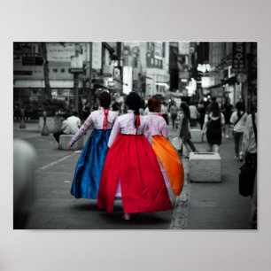Póster fotografia coreana da menina do tradional